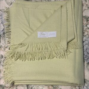 Pale Green Fringed Throw Blanket